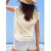 CUPSHE Womens Lace Short Sleeve Tops Cap Sleeve T Shirts 2025 Cute Basic Trendy Fashion Casual Dressy Outfits(Beige)