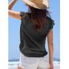 CUPSHE Womens Lace Short Sleeve Tops Cap Sleeve T Shirts 2025 Cute Basic Trendy Fashion Casual Dressy Outfits(Black)