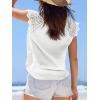 CUPSHE Womens Lace Short Sleeve Tops Cap Sleeve T Shirts 2025 Cute Basic Trendy Fashion Casual Dressy Outfits(White)