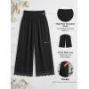 CUPSHE Women’s Lace Trim Wide Leg Pants, Spring Summer High Waist Smocked Palazzo Casual Beach Pants with Pockets(Black)