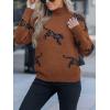 CUPSHE Womens Leopard High Neck Long Sleeve Fall Sweaters Cozy Knit Pullover Sweater Jumper Top(Brown)