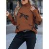CUPSHE Womens Leopard High Neck Long Sleeve Fall Sweaters Cozy Knit Pullover Sweater Jumper Top(Brown)