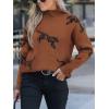 CUPSHE Womens Leopard High Neck Long Sleeve Fall Sweaters Cozy Knit Pullover Sweater Jumper Top(Brown)