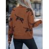 CUPSHE Womens Leopard High Neck Long Sleeve Fall Sweaters Cozy Knit Pullover Sweater Jumper Top(Brown)