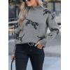CUPSHE Womens Leopard High Neck Long Sleeve Fall Sweaters Cozy Knit Pullover Sweater Jumper Top(Grey)