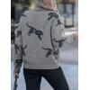 CUPSHE Womens Leopard High Neck Long Sleeve Fall Sweaters Cozy Knit Pullover Sweater Jumper Top(Grey)