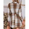 CUPSHE Womens Long Sleeve Fall Dresses Plaid Button Casual Loose Fit High Waist Flowy Mini Dress(Brown Plaid)