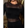 CUPSHE Women’s Long Sleeve Maxi Bodycon Dress Fall Mesh Wedding Guest Dress Sexy Fishtail Cocktail Party Dresses(Black)