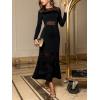 CUPSHE Women’s Long Sleeve Maxi Bodycon Dress Fall Mesh Wedding Guest Dress Sexy Fishtail Cocktail Party Dresses(Black)
