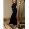 CUPSHE Women’s Long Sleeve Maxi Bodycon Dress Fall Mesh Wedding Guest Dress Sexy Fishtail Cocktail Party Dresses(Black)