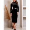 CUPSHE Women’s Long Sleeve Maxi Dress Bodycon High Neck Shapewear Fitted Fall Formal Wedding Guest Cocktail Long Dresses(Black)