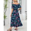 CUPSHE Women’s Maternity Dresses for Photoshoot Ruffle Off Shoulder Short Sleeve Slit Hem Maxi Dress(Blue)
