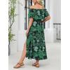 CUPSHE Women’s Maternity Dresses for Photoshoot Ruffle Off Shoulder Short Sleeve Slit Hem Maxi Dress(Green)