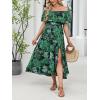 CUPSHE Women’s Maternity Dresses for Photoshoot Ruffle Off Shoulder Short Sleeve Slit Hem Maxi Dress(Green)