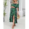 CUPSHE Women’s Maternity Dresses for Photoshoot Ruffle Off Shoulder Short Sleeve Slit Hem Maxi Dress(Green)