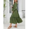 CUPSHE Women’s Maternity Maxi Dresses Square Neck Smocked Baby Shower Long Sleeve Ruffled Fashion Casual Fall Pregnancy Dress(Olive Green)