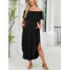 CUPSHE Women’s Maxi Off-Shoulder Maternity Dress Summer Casual Sleeveless Ruffled Trim Photoshoot Dresses(Black)
