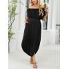 CUPSHE Women’s Maxi Off-Shoulder Maternity Dress Summer Casual Sleeveless Ruffled Trim Photoshoot Dresses(Black)