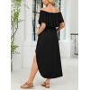 CUPSHE Women’s Maxi Off-Shoulder Maternity Dress Summer Casual Sleeveless Ruffled Trim Photoshoot Dresses(Black)