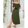 CUPSHE Women’s Maxi Off-Shoulder Maternity Dress Summer Casual Sleeveless Ruffled Trim Photoshoot Dresses(Green)