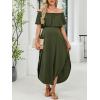 CUPSHE Women’s Maxi Off-Shoulder Maternity Dress Summer Casual Sleeveless Ruffled Trim Photoshoot Dresses(Green)