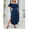 CUPSHE Women’s Maxi Off-Shoulder Maternity Dress Summer Casual Sleeveless Ruffled Trim Photoshoot Dresses(Navy Blue)