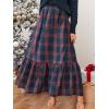 CUPSHE Womens Maxi Skirts Tartan Ruffled Skirt Plaid Holiday Christmas High-Rise Waist Xmas Long Skirt(Blue)