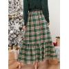CUPSHE Womens Maxi Skirts Tartan Ruffled Skirt Plaid Holiday Christmas High-Rise Waist Xmas Long Skirt(Green)
