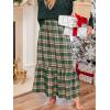 CUPSHE Womens Maxi Skirts Tartan Ruffled Skirt Plaid Holiday Christmas High-Rise Waist Xmas Long Skirt(Green)