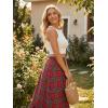 CUPSHE Womens Maxi Skirts Tartan Ruffled Skirt Plaid Holiday Christmas High-Rise Waist Xmas Long Skirt(Red)