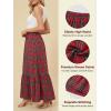 CUPSHE Womens Maxi Skirts Tartan Ruffled Skirt Plaid Holiday Christmas High-Rise Waist Xmas Long Skirt(Red)