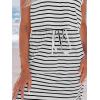 CUPSHE Women’s Midi Dress Scoop Neck Ruffled Sleeveless Slit Drawstring Spaghetti Straps A Line Casual Dress(Black Striped)