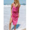 CUPSHE Women’s Midi Dress Scoop Neck Ruffled Sleeveless Slit Drawstring Spaghetti Straps A Line Casual Dress(Pink Striped)