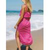 CUPSHE Women’s Midi Dress Scoop Neck Ruffled Sleeveless Slit Drawstring Spaghetti Straps A Line Casual Dress(Pink Striped)