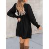 CUPSHE Women’s Mini Dress Smocked V Neck Long Sleeve Empire Waist Casual A Line Dress(Black)