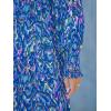 CUPSHE Women’s Mini Dress Smocked V Neck Long Sleeve Empire Waist Casual A Line Dress(Blue Abstract)