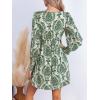 CUPSHE Women’s Mini Dress Smocked V Neck Long Sleeve Empire Waist Casual A Line Dress(Green Paisley)