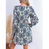CUPSHE Women’s Mini Dress Smocked V Neck Long Sleeve Empire Waist Casual A Line Dress(Navy Paisley)