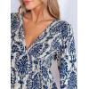 CUPSHE Women’s Mini Dress Smocked V Neck Long Sleeve Empire Waist Casual A Line Dress(Navy Paisley)