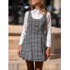 CUPSHE Women’s Mini Overall Dresses Scoop Neck Plaid Sleeveless Casual Short A Line Cute Fall Pinafore Dress(Black Plaid)