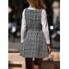 CUPSHE Women’s Mini Overall Dresses Scoop Neck Plaid Sleeveless Casual Short A Line Cute Fall Pinafore Dress(Black Plaid)