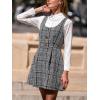 CUPSHE Women’s Mini Overall Dresses Scoop Neck Plaid Sleeveless Casual Short A Line Cute Fall Pinafore Dress(Black Plaid)