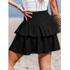 CUPSHE Women’s Mini Skirts Smocked High Waist Tiered Ruffle Summer Casual(Black)
