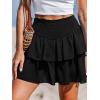 CUPSHE Women’s Mini Skirts Smocked High Waist Tiered Ruffle Summer Casual(Black)