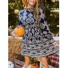 CUPSHE Women’s Mock Neck Floral Mini Fall Dress Long Ruffle Sleeve Elastic Waist Smocked Casual Flowying Mini Dresses(Black Paisley)