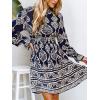 CUPSHE Women’s Mock Neck Floral Mini Fall Dress Long Ruffle Sleeve Elastic Waist Smocked Casual Flowying Mini Dresses(Black Paisley)