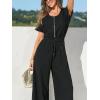 CUPSHE Women’s One Piece Jumpsuits Dressy Zip Up Casual Short Sleeve Rompers Loose Wide Leg Pants Overalls Vacation Outfits(Black)