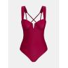 CUPSHE Women’s One Piece Swimsuit Sweetheart Neck Bathing Suit Cutout Crisscross Back Wide Straps Self Tie(Burgundy Red)