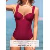 CUPSHE Women’s One Piece Swimsuit Sweetheart Neck Bathing Suit Cutout Crisscross Back Wide Straps Self Tie(Burgundy Red)