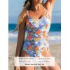 CUPSHE Women’s One Piece Swimsuit V Neck Tummy Control Bathing Suit Crisscross Back Self Tie Ruched Swimwear(White/Light Blue Floral)